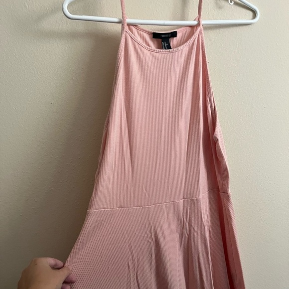 Pink Ribbed Swing Dress - Picture 3 of 5
